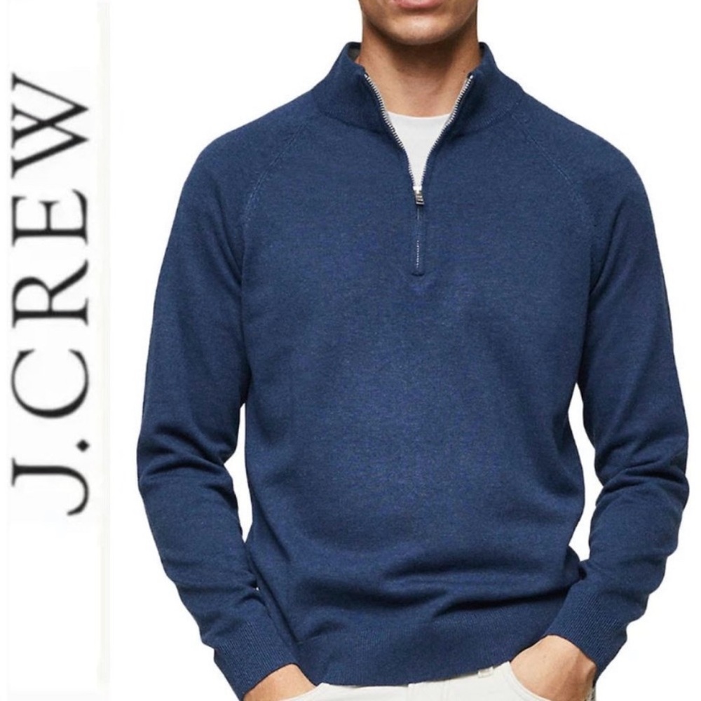J. Crew Men's Orange Red Cotton Cashmere‎ Quarter Zip Pullover Sweater Size XL - Picture 11 of 11